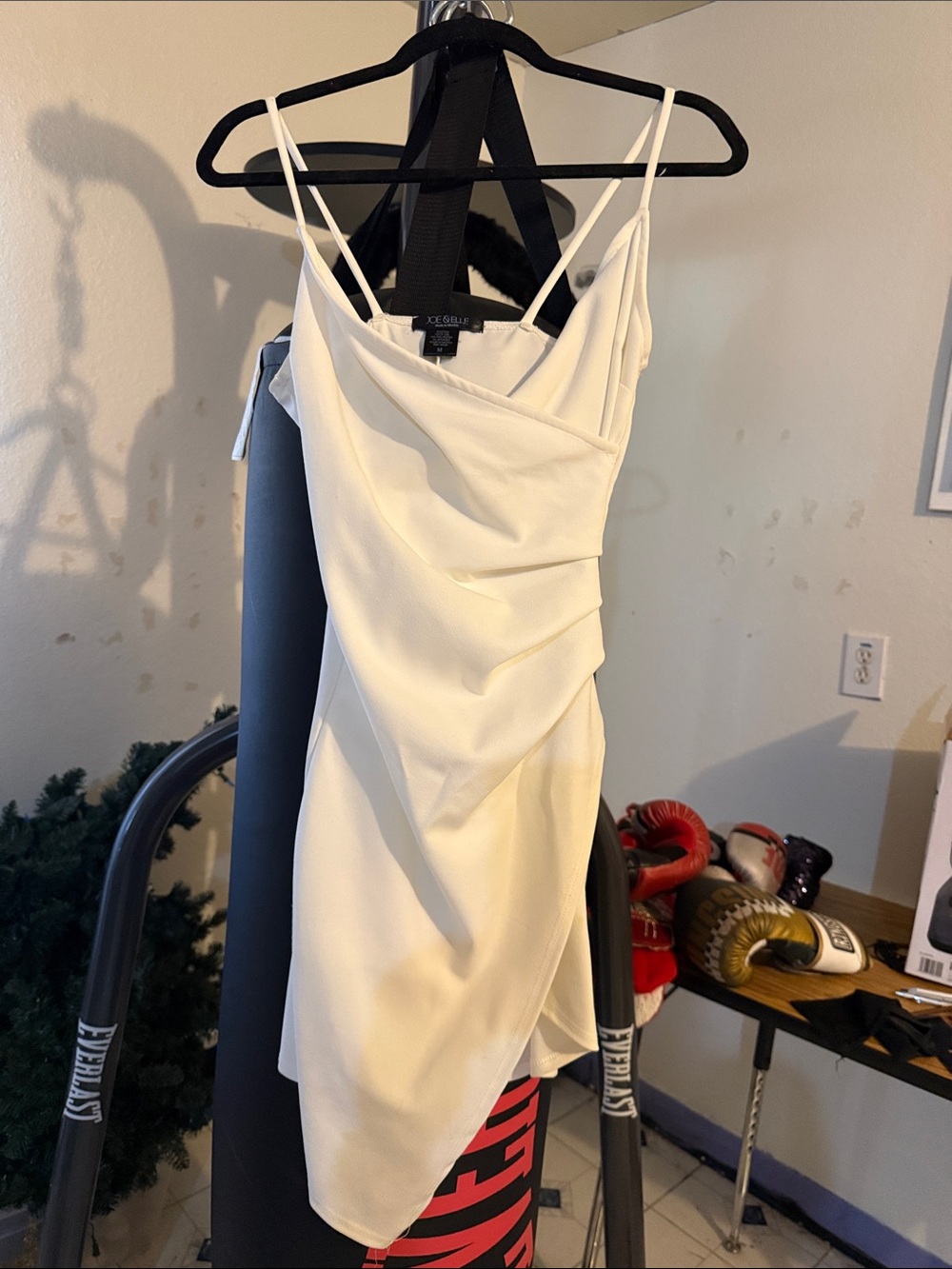 Joe & Elle Cream Draped Spaghetti-Strap Mini Dress